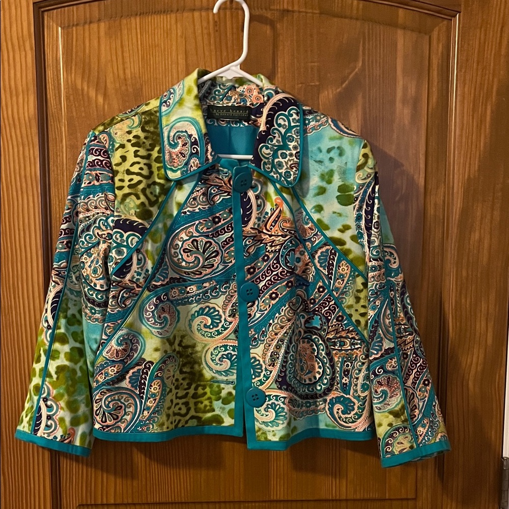 Harve Benard Teal and Green Paisley Jacket